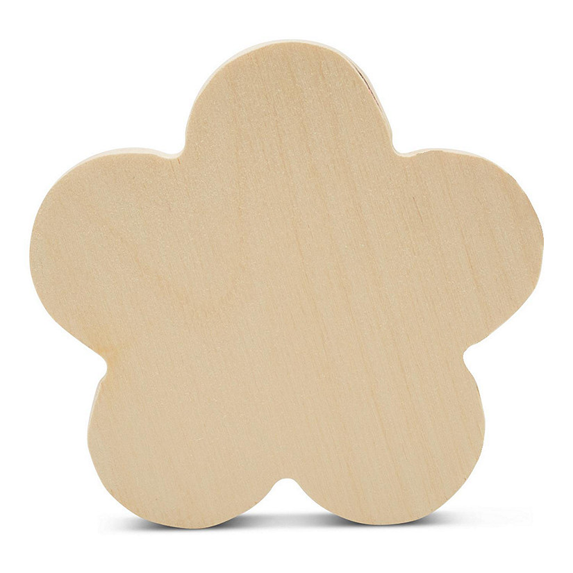 Woodpeckers Crafts, DIY Unfinished Wood  Flower Chunky Cutout Pack of 5 Image