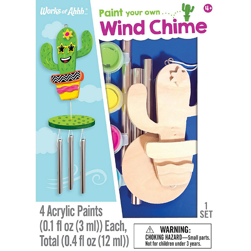 Works of Ahhh... Cactus Wind Chime Wood Craft Paint Set for kids Image