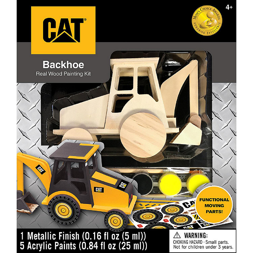 Works of Ahhh... CAT - Caterpillar Backhoe Wood Paint Kit for Kids Image