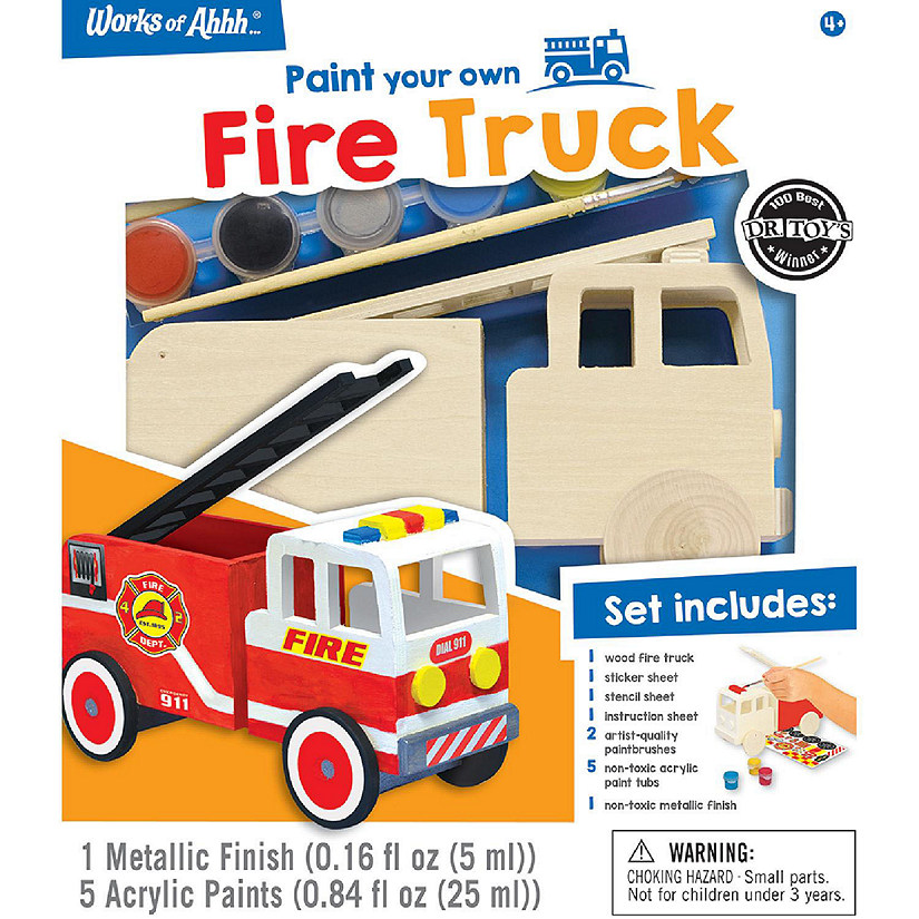 Works of Ahhh... Firetruck Wood Paint Set for Kids and Families Image