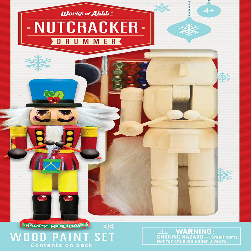 Works of Ahhh... Holiday Craft Kit - Nutcracker Drummer Wood Paint Set Image