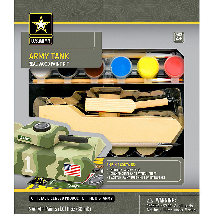 Works of Ahhh... U.S. Army - Tank Wood Craft Paint Set for kids Image