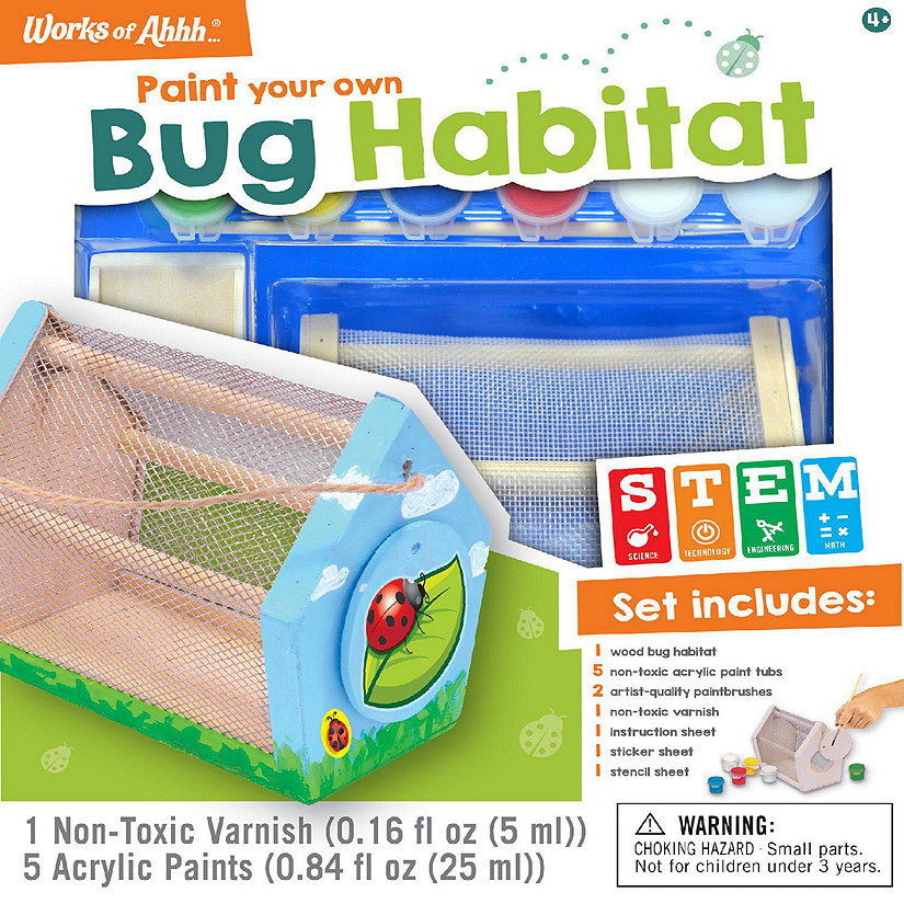 Works of Ahhh Craft Set - Bug Habitat Classic Wood Paint Kit for kids Image