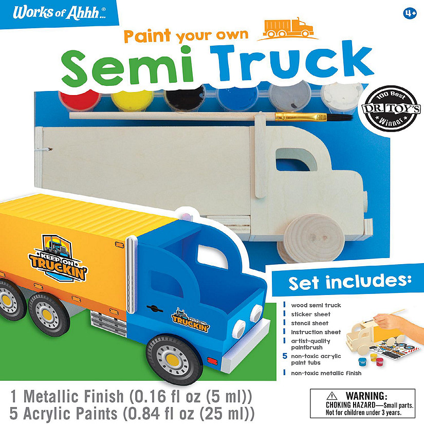 Works of Ahhh Craft Set - Semi Truck Classic Wood Paint Kit for Kids Image