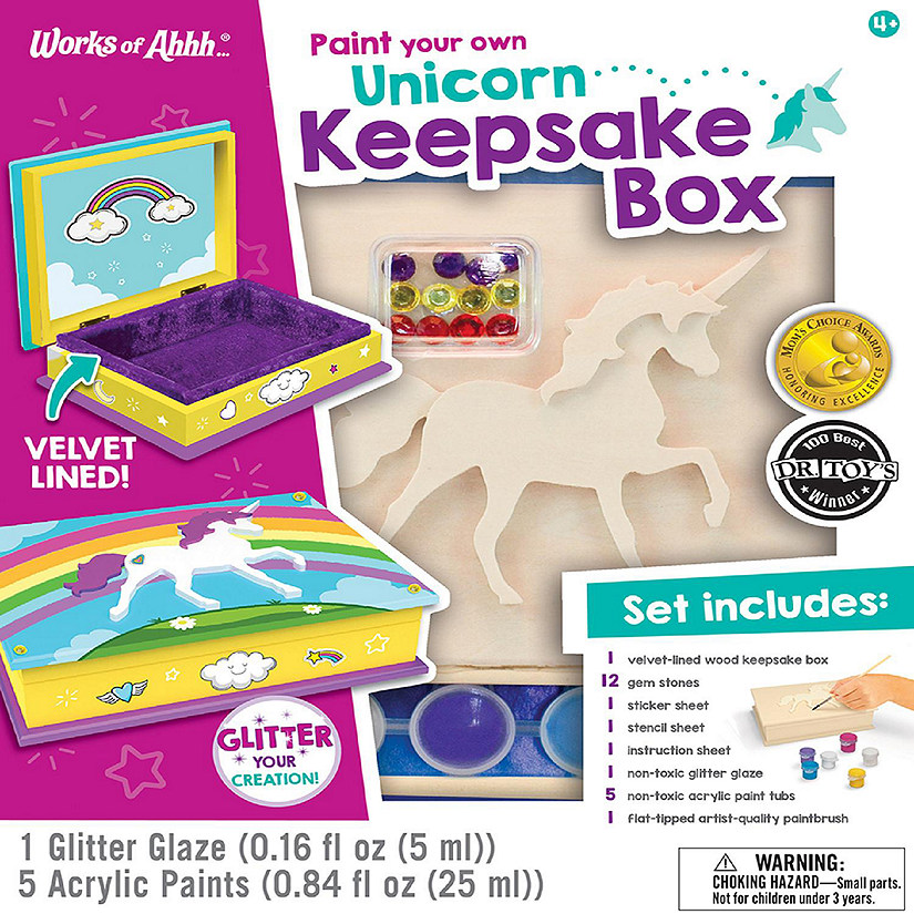 Works of Ahhh Craft Set - Unicorn Keepsake Box Classic Wood Paint Kit Image