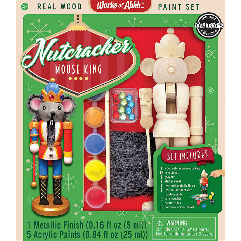 Works of Ahhh Holiday Craft Kit - Nutcracker Mouse King Wood Paint Set Image
