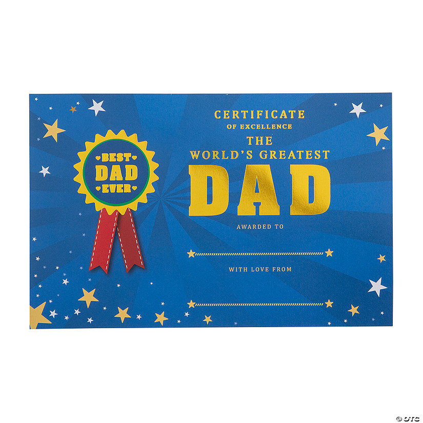 World&#8217;s Greatest Dad Certificates with Gold Foil - 12 Pc. Image