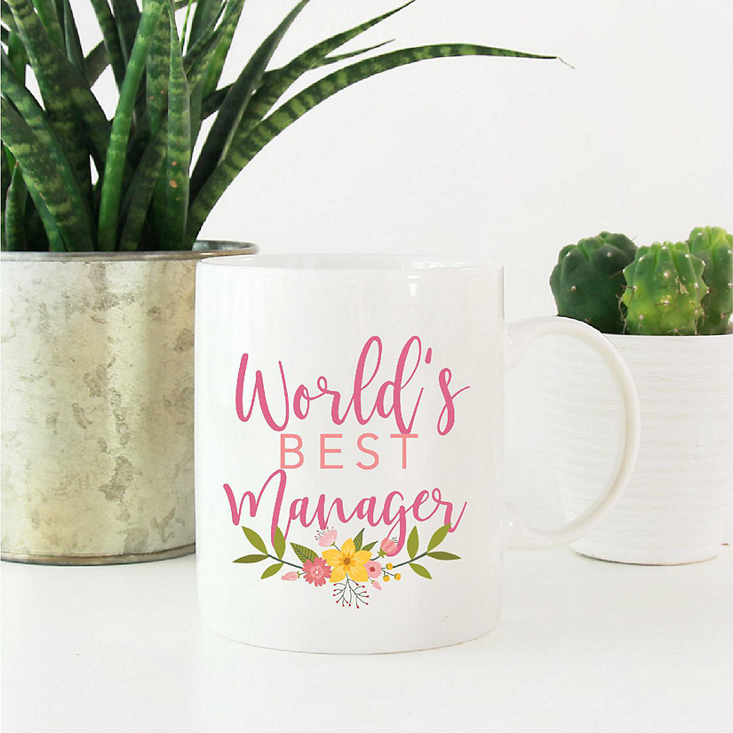 World's Best Manager Floral Ceramic Mug Image