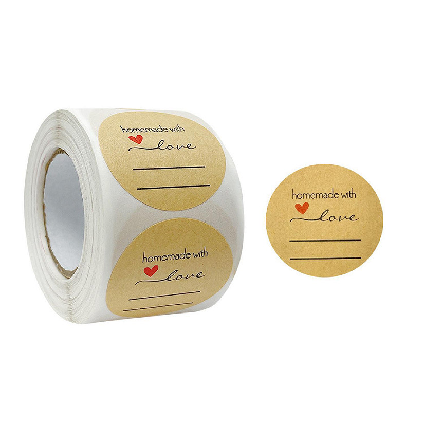 Wrapables 1.5 inch Homemade With Love Stickers Roll, Sealing Stickers and Labels (500pcs) Image