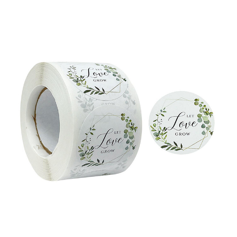 Wrapables 1.5 inch Let Love Grow Stickers Roll, Sealing Stickers and Labels (500pcs) Image