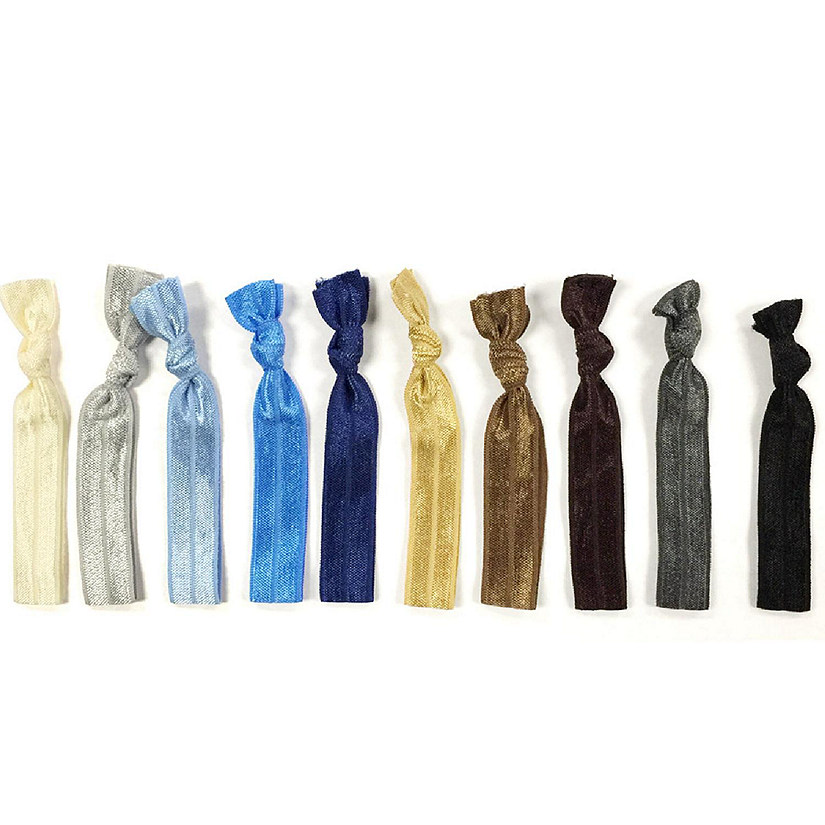 Wrapables 10 Pack Elastic Hair Ties Ribbon Hair Ties Ponytail Holders No Crease Hair Ties Ouchless Hair Ties, Cool & Neutral Image