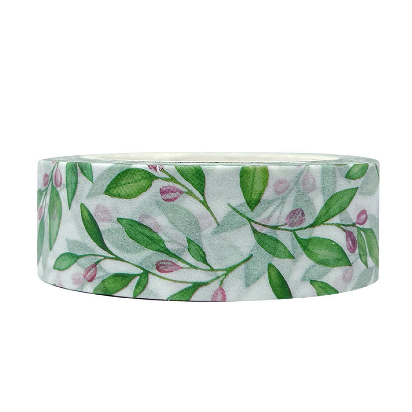 Wrapables 15mm x 10M Washi Masking Tape, Olive Branches Image