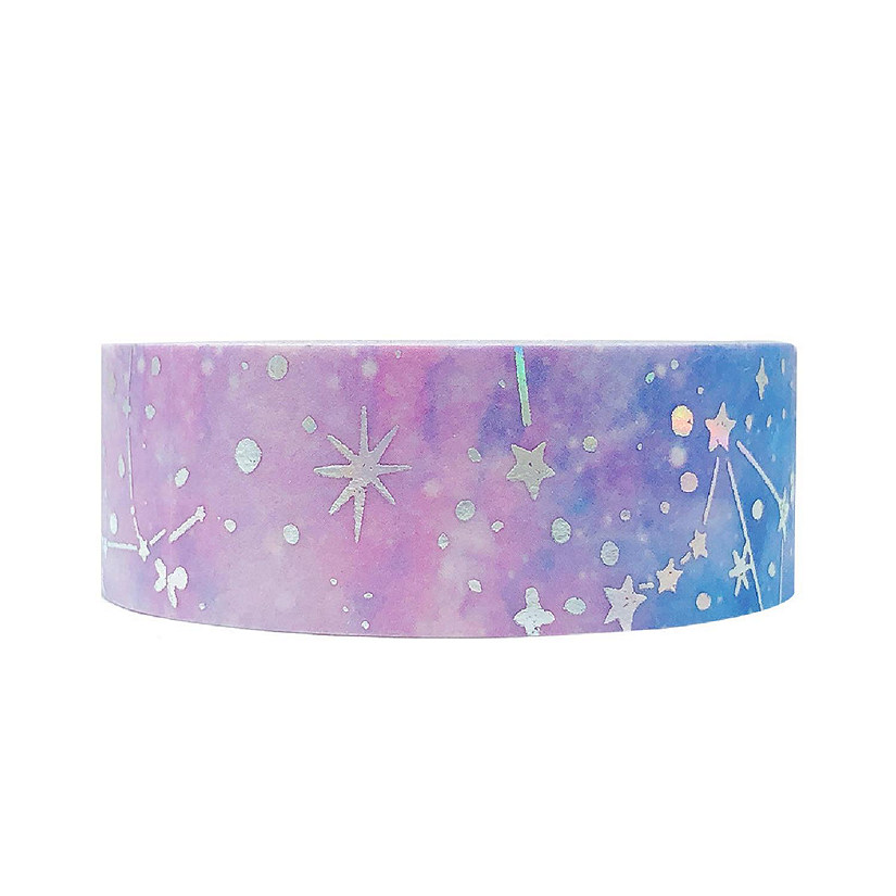 Wrapables 15mm x 5M Gold and Silver Foil Washi Masking Tape, Constellations Image