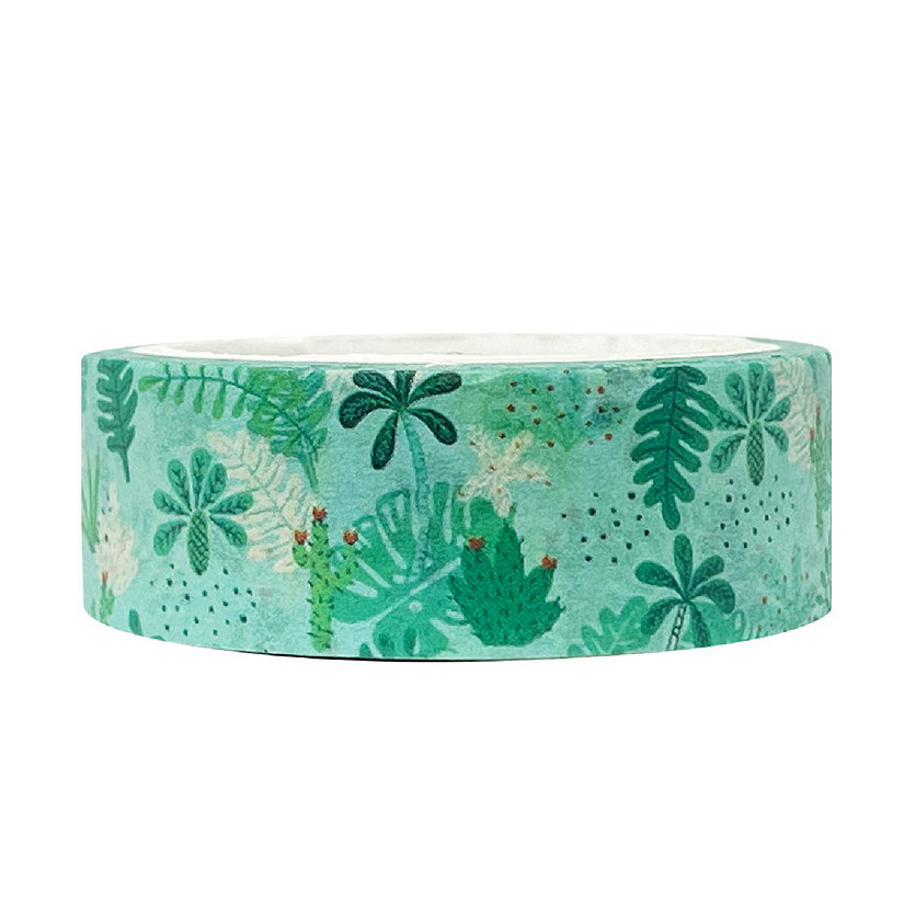 Wrapables 15mm x 5M Washi Masking Tape, Green Ferns Image