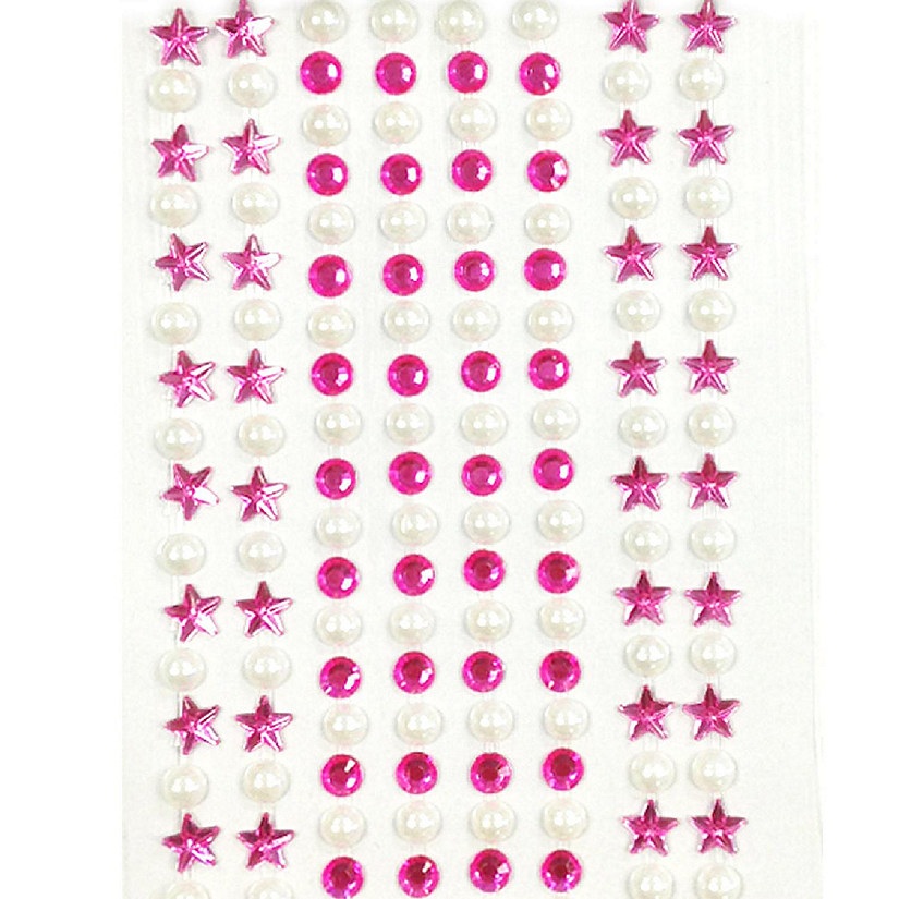 Wrapables 164 pieces Crystal Star and Pearl Stickers Adhesive Rhinestones, Pink Image