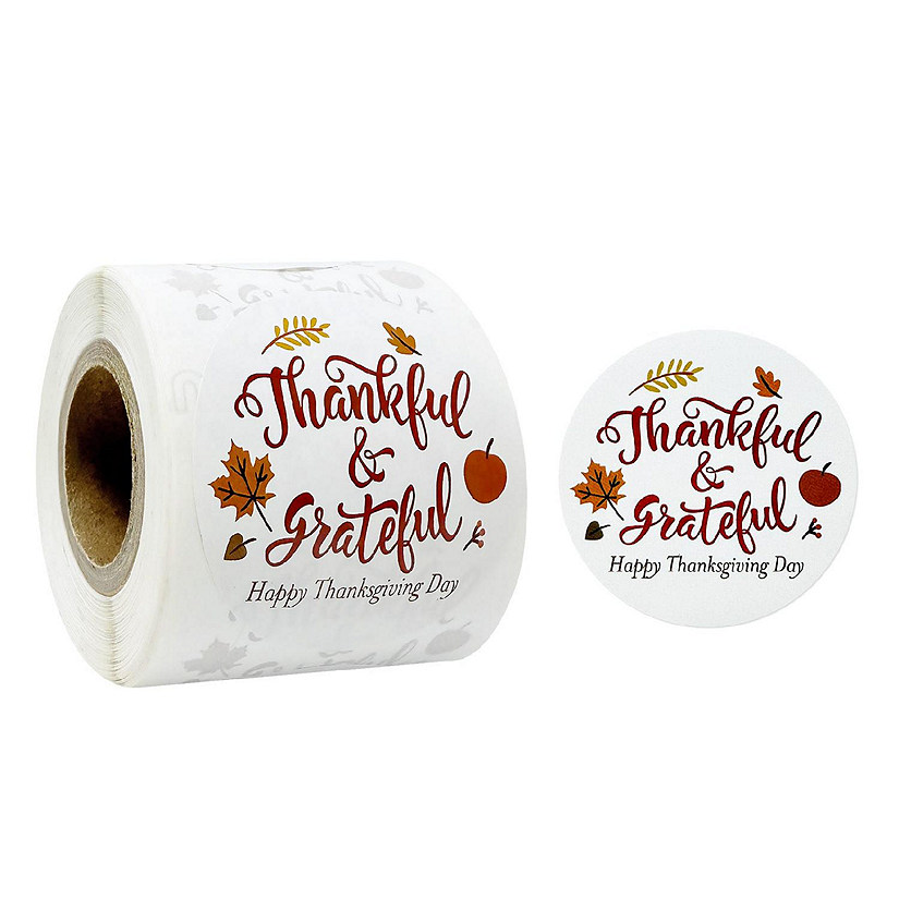 Wrapables 2 Inch Thankful and Grateful Sticker Roll (250pcs) Image
