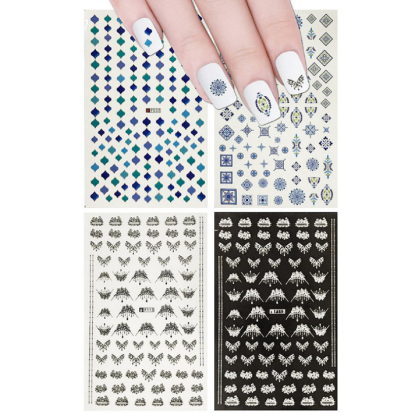 Wrapables 4 Sheets Nail Stickers Nail Art Set - Chandelier & Moroccan Nail Stickers (4 sheets) Image