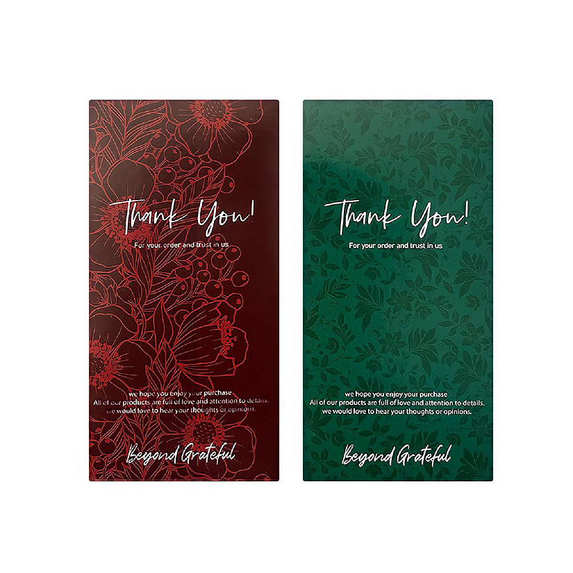 Wrapables 4" x 2" Rectangular Thank You Sealing Stickers and Package Labels (100pcs), Red & Green Image