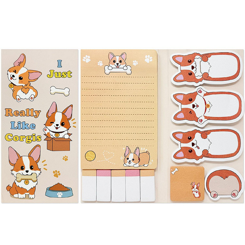 Wrapables 440 Sheets Sticky Notes Set, Corgi Image