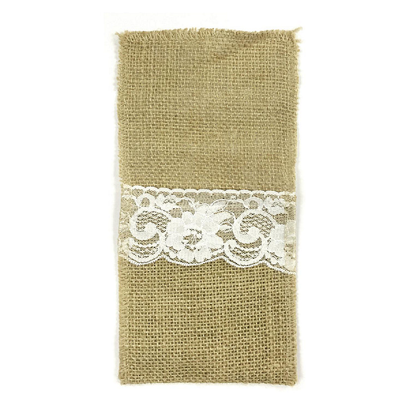 Wrapables 8.75 x 4.5 Inch Vintage Natural Burlap Cutlery Holder (10pcs) Image