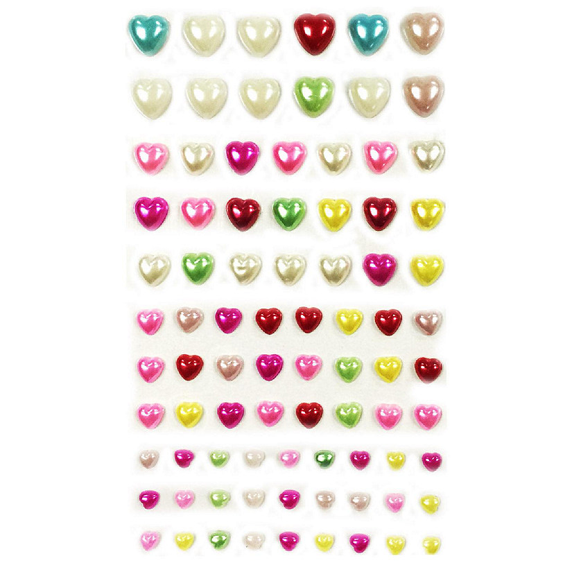 Wrapables 84 Piece Acrylic Adhesive Heart Gems, Multi Image