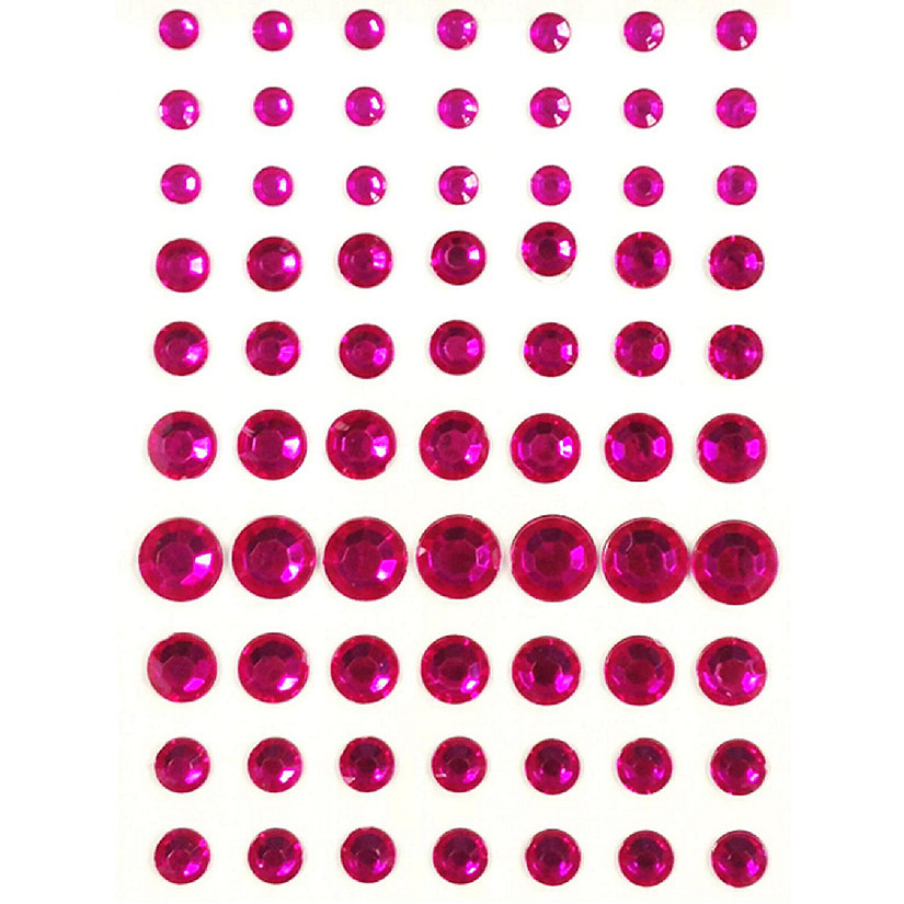 Wrapables 91 Pieces Crystal Diamond Sticker Adhesive Rhinestones 4/6/8/12mm, Fuchsia Image