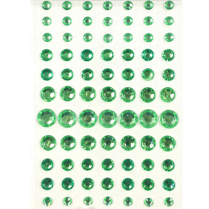 Wrapables 91 Pieces Crystal Diamond Sticker Adhesive Rhinestones 4/6/8/12mm, Green Image