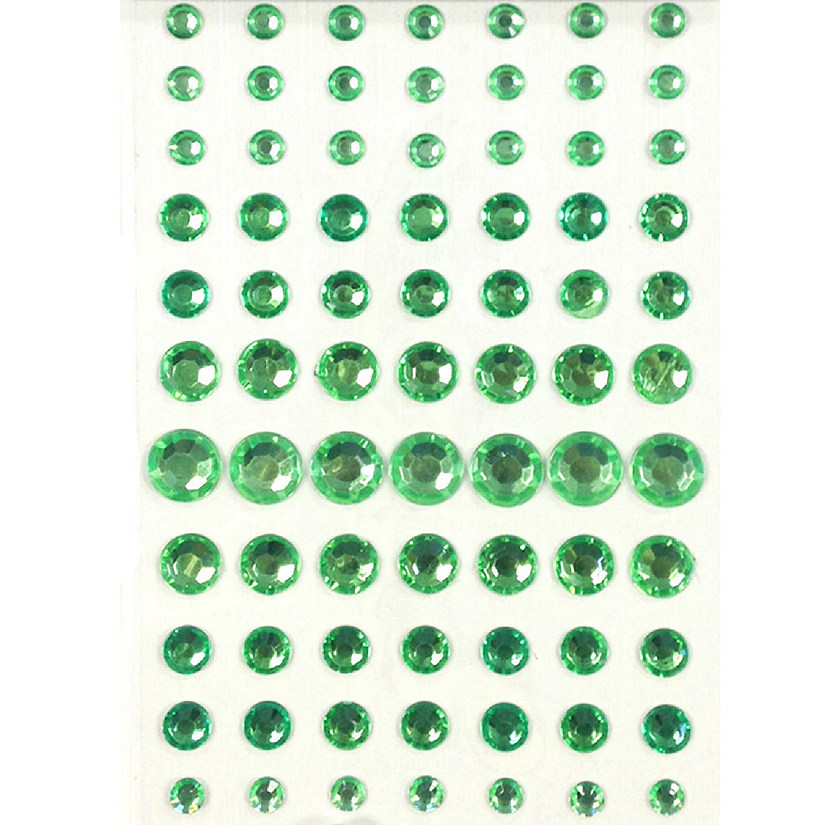 Wrapables 91 Pieces Crystal Diamond Sticker Adhesive Rhinestones 4/6/8/12mm Green