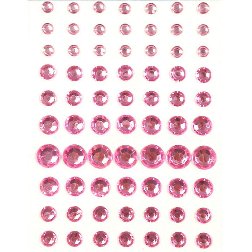 Wrapables 91 Pieces Crystal Diamond Sticker Adhesive Rhinestones 4/6/8/12mm, Pink Image