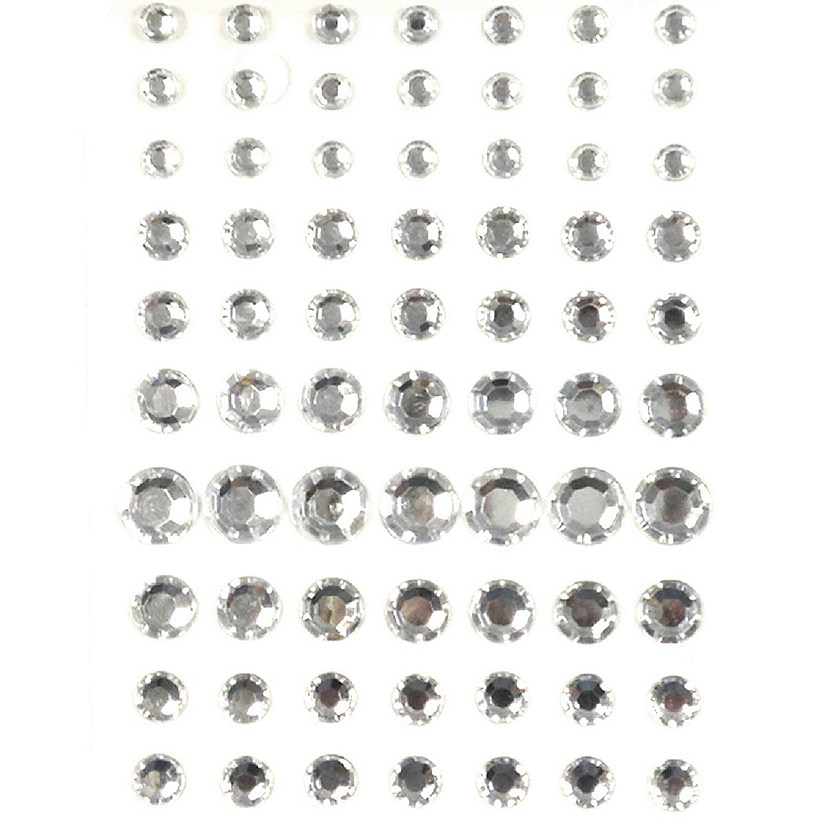 Wrapables 91 Pieces Crystal Diamond Sticker Adhesive Rhinestones 4/6/8/12mm, Silver Image