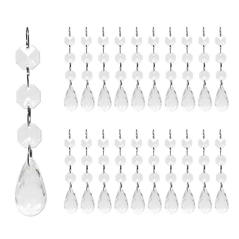 Wrapables Acrylic Hanging Crystal Bead Strands for Chandeliers, Garlands, Wedding Decorations, Christmas Tree Ornaments (20pcs), Teardrop Image