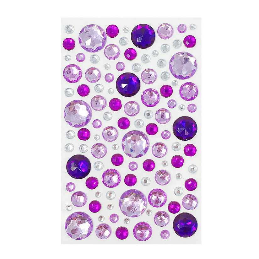 Wrapables Acrylic Self Adhesive Crystal Rhinestone Gem Stickers, Jewel Purples