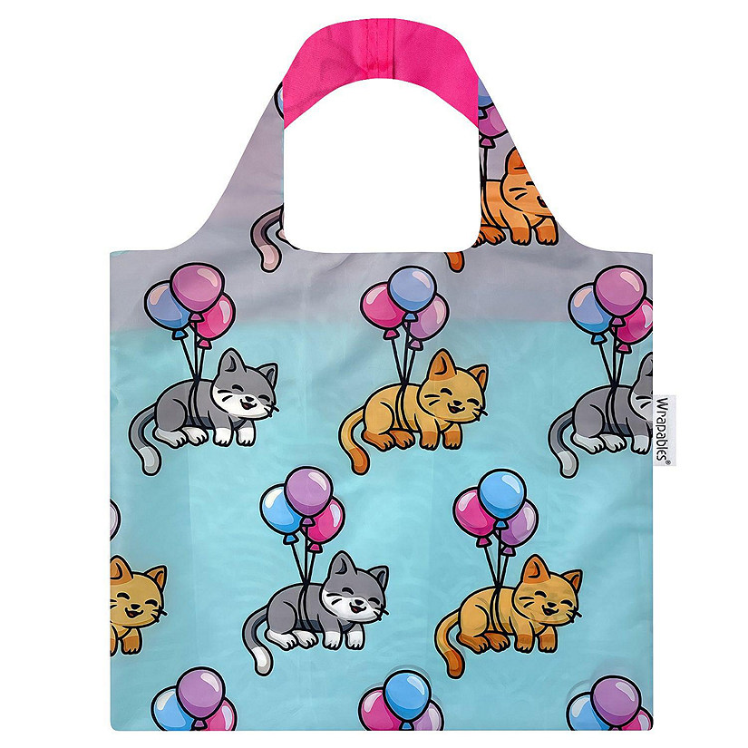 Wrapables Allybag Foldable & Lightweight Reusable Grocery Bag, Balloon Cat Image