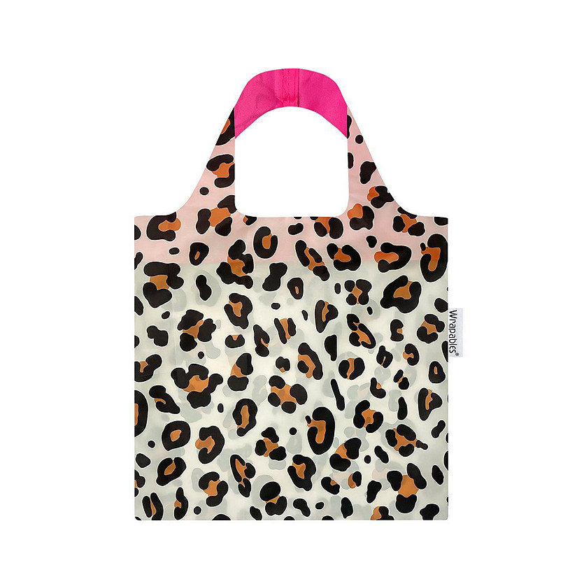 Wrapables Allybag Foldable & Lightweight Reusable Grocery Bag, Grab & Go Leopard Beige Image