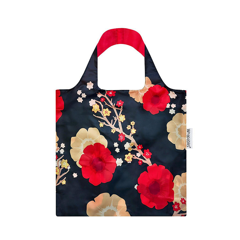 Wrapables Allybag Foldable & Lightweight Reusable Grocery Bag, Grab & Go Midnight Floral Image