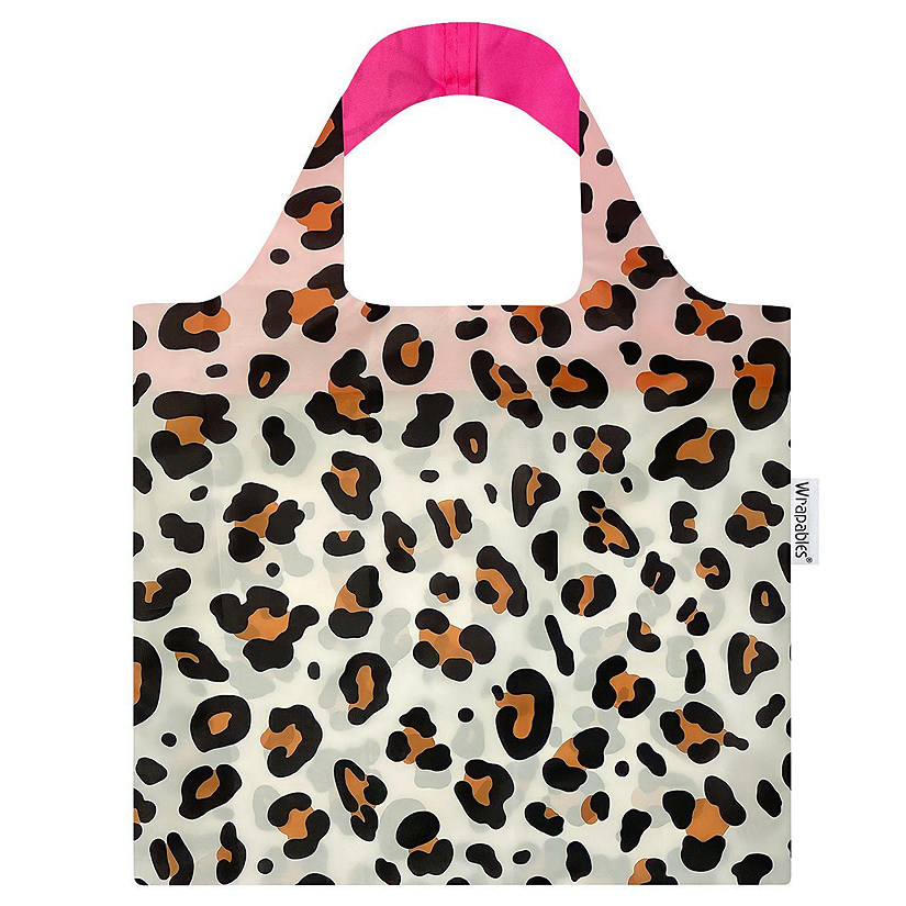 Wrapables Allybag Foldable & Lightweight Reusable Grocery Bag, Leopard Beige Image