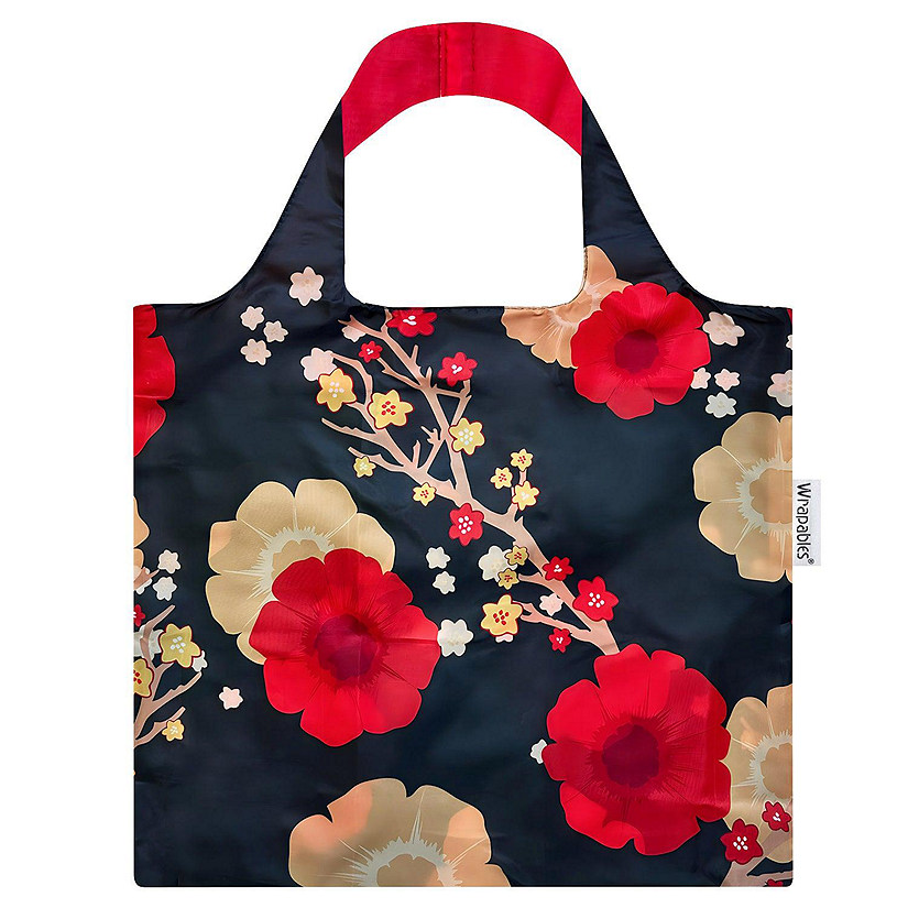 Wrapables Allybag Foldable & Lightweight Reusable Grocery Bag, Midnight Floral Image