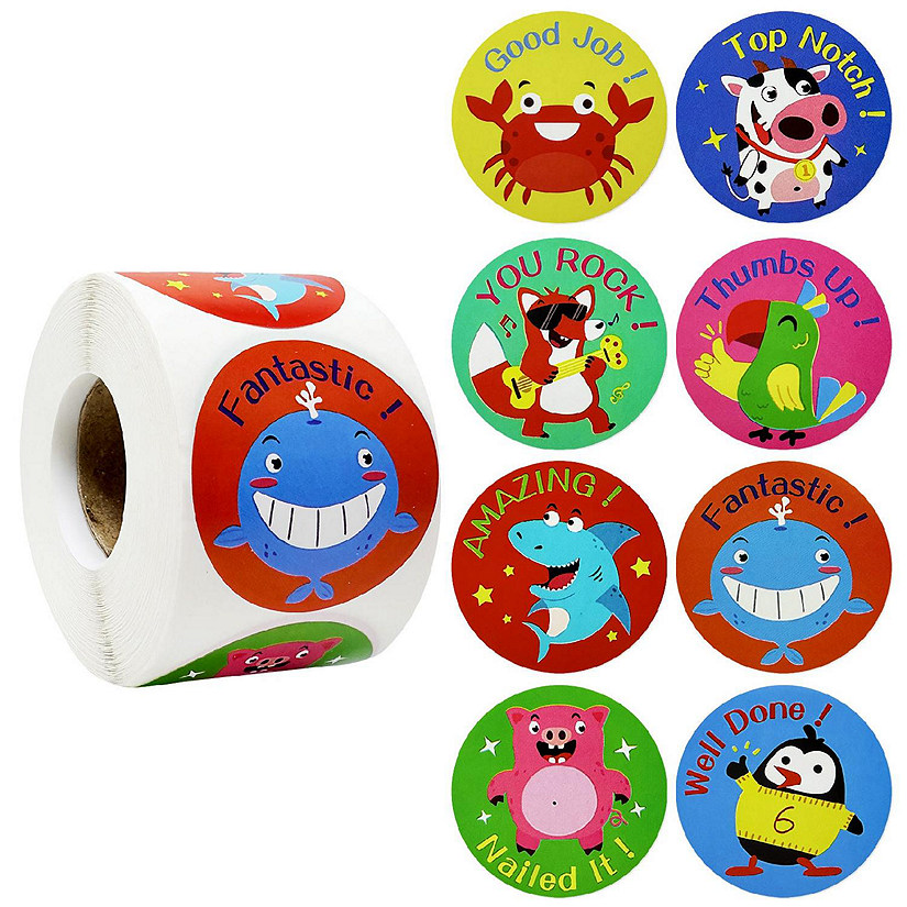 Wrapables Animal Sticker Roll (500pcs), Inspirational Image