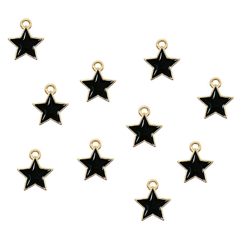 Wrapables Astronomy Jewelry Making Charm Pendant (Set of 10), Black Star Image
