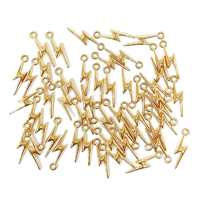 Wrapables Astronomy Jewelry Making Charm Pendant (Set of 50), Gold Lightning Bolt Image