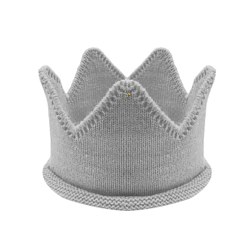 Wrapables Baby Boy & Girl Birthday Party Knitted Crown Headband Beanie Cap Hat, Gray Image