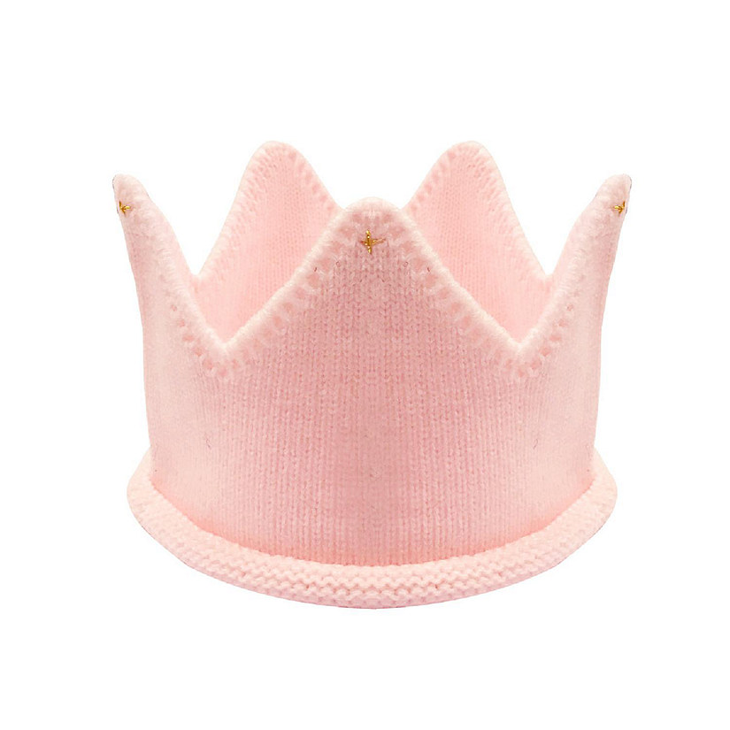 Wrapables Baby Boy & Girl Birthday Party Knitted Crown Headband Beanie Cap Hat, Pink Image