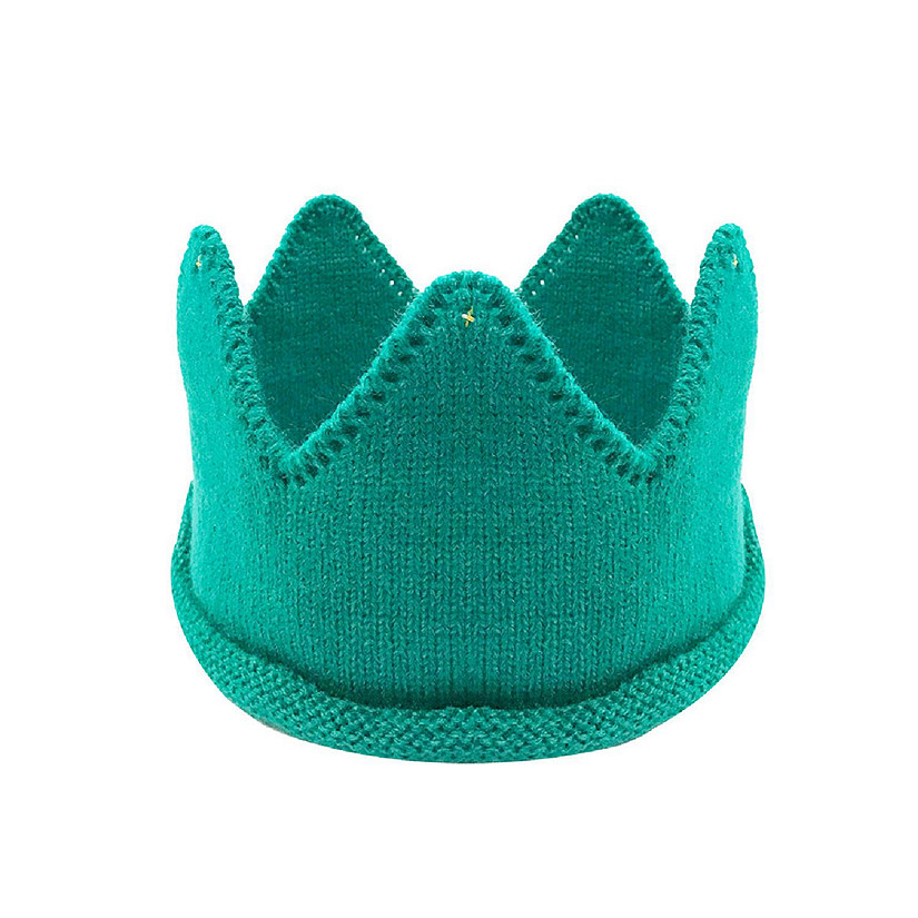 Wrapables Baby Boy & Girl Birthday Party Knitted Crown Headband Beanie Cap Hat, Teal Image