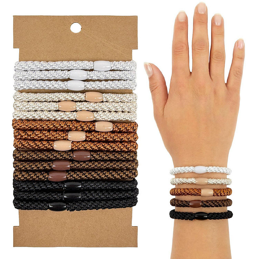 Wrapables Boho Hair Ties 15pcs, Neutrals Image