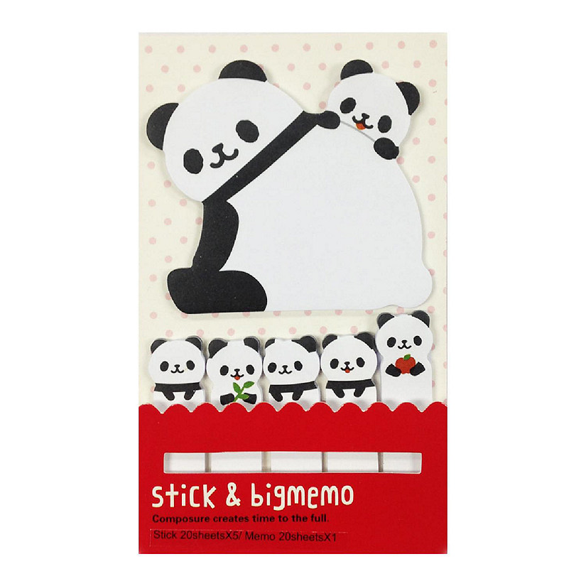 Wrapables Bookmark and Memo Sticky Notes, Panda &amp; Cubs Image