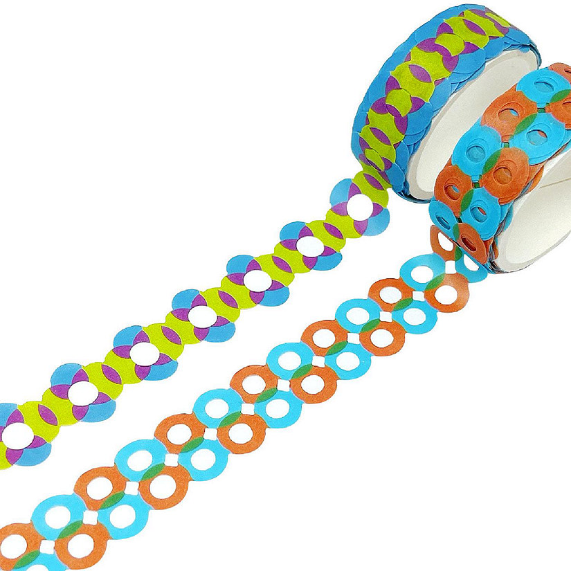 Wrapables Bright Geometric Design Hollow Washi Masking Tape 4M Length Total (Set of 2), Circle & Bubbles Image