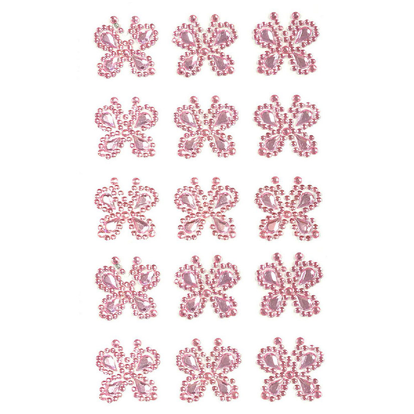 Wrapables Butterfly Crystal Adhesive Rhinestones Gems, Pink Image