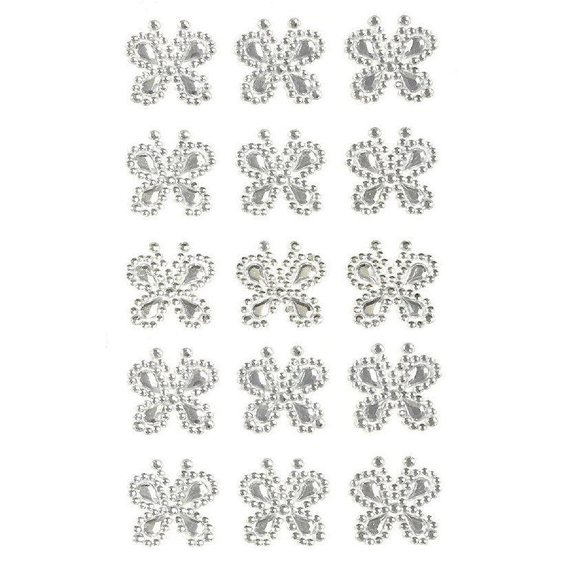 Wrapables Butterfly Crystal Adhesive Rhinestones Gems, Silver Image