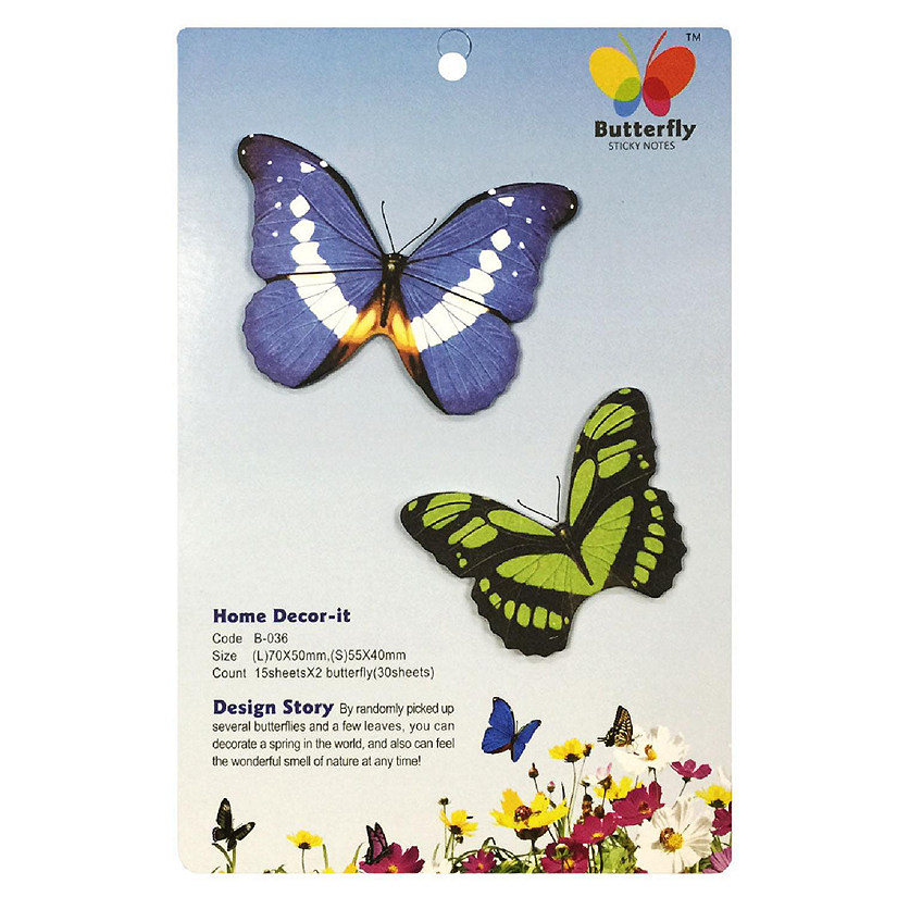 Wrapables Butterfly Memo Bookmark Sticky Notes, Blue and Green Image