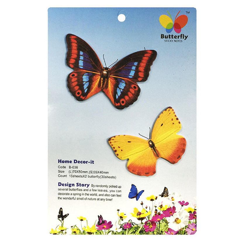 Wrapables Butterfly Memo Bookmark Sticky Notes, Multicolor and Yellow Image